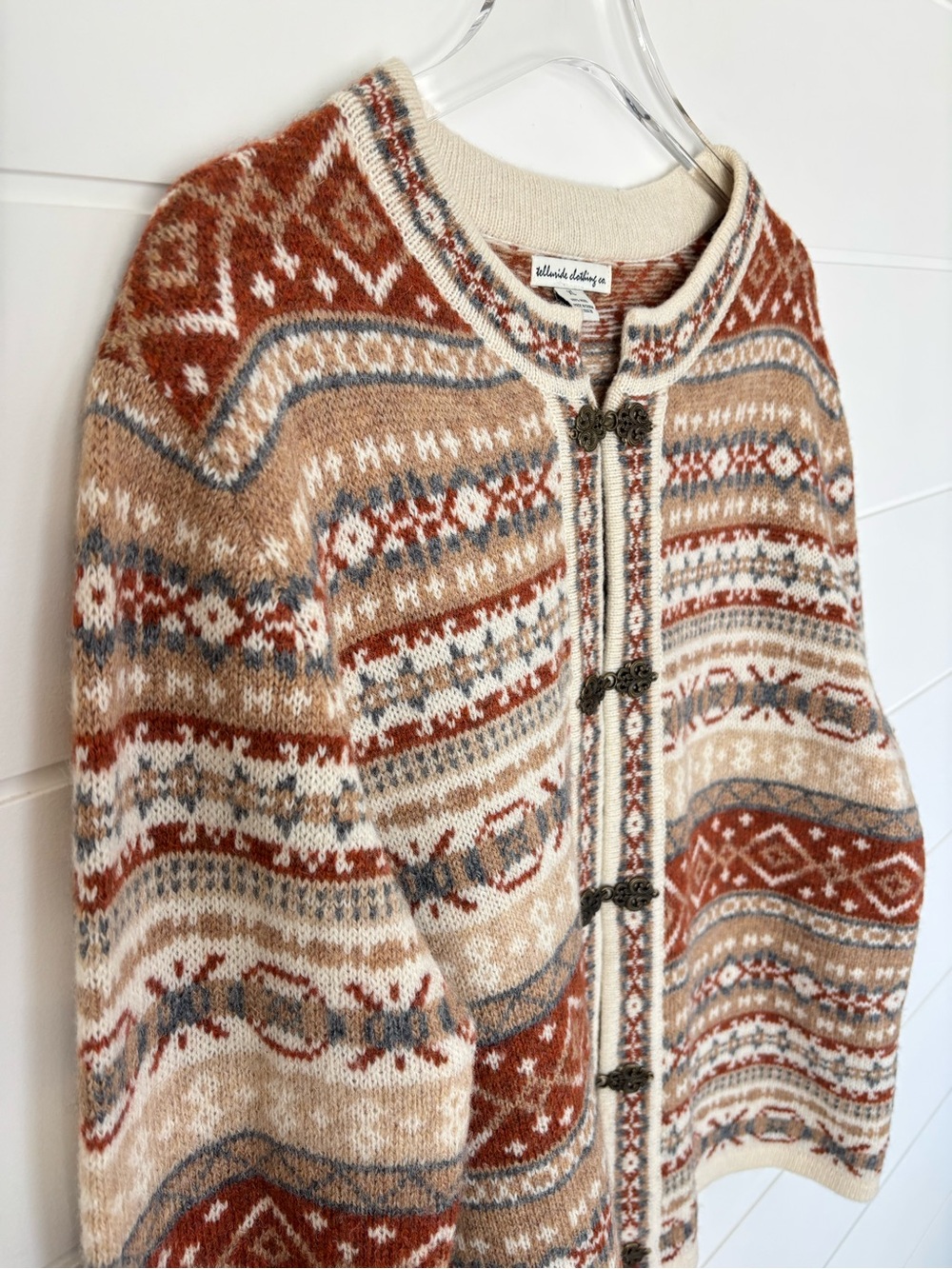 Telluride Clothing Co. 100% Wool Fair Isle Cardigan Sweater Women's XL - Picture 6 of 13
